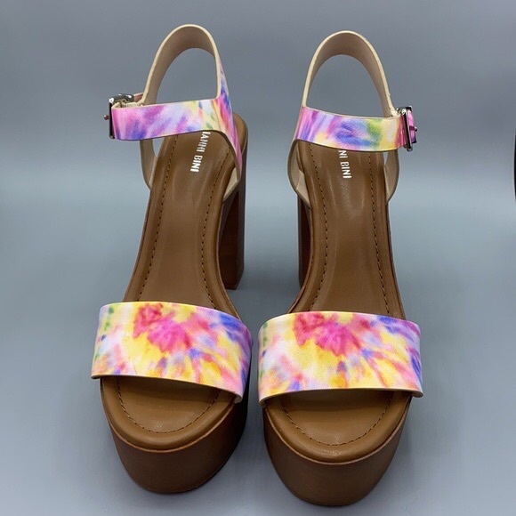Gianni Bini NEW IN BOX Palmeera Platform Block Heel Sandals 🌈BRIGHT MULTI SZ 9 - Picture 4 of 6